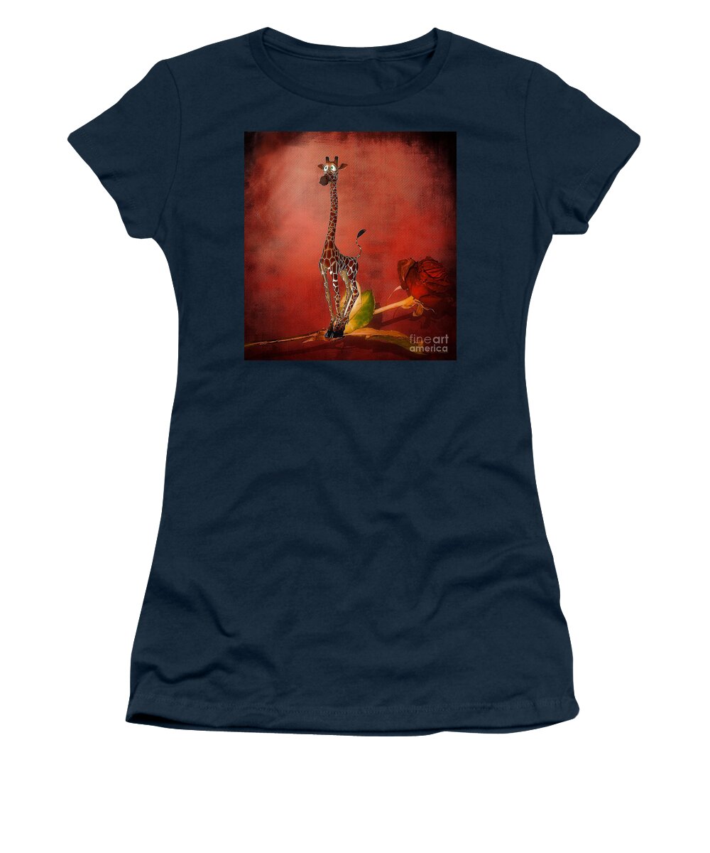 Giraffe Women's T-Shirt featuring the digital art Cartoon Giraffe by Barbara Milton