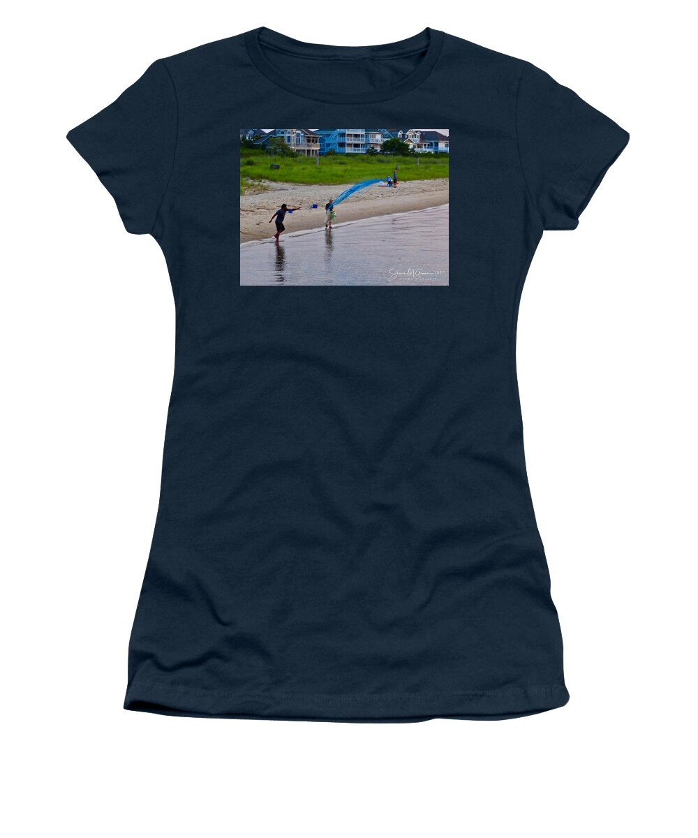 Fisherman Women's T-Shirt featuring the photograph Casting his Net by Shawn M Greener