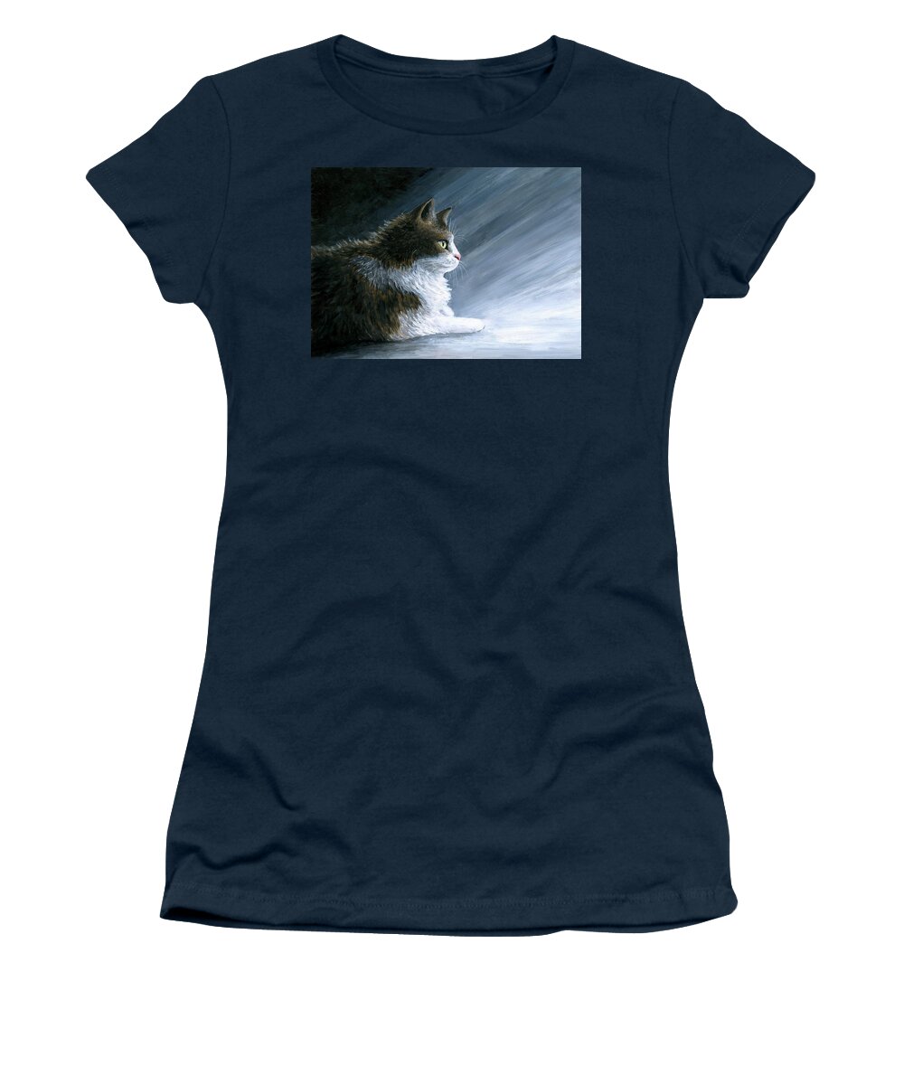 Cat Women's T-Shirt featuring the painting Cat 594 by Lucie Dumas