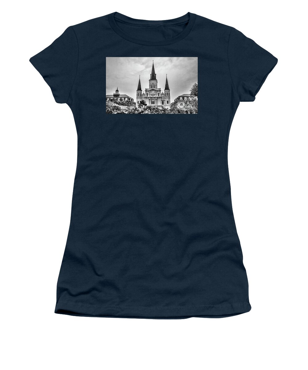 St. Louis Cathedral Women's T-Shirt featuring the photograph Cathedral Basilica New Orleans by Chuck Kuhn