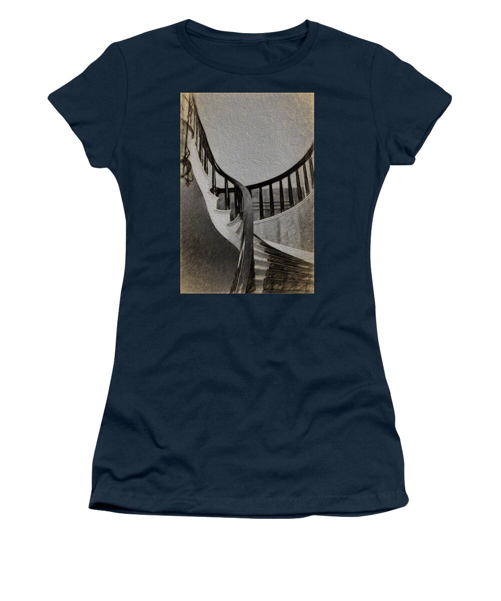 Stairs Women's T-Shirt featuring the digital art Cedar Street Stairs by John Haldane