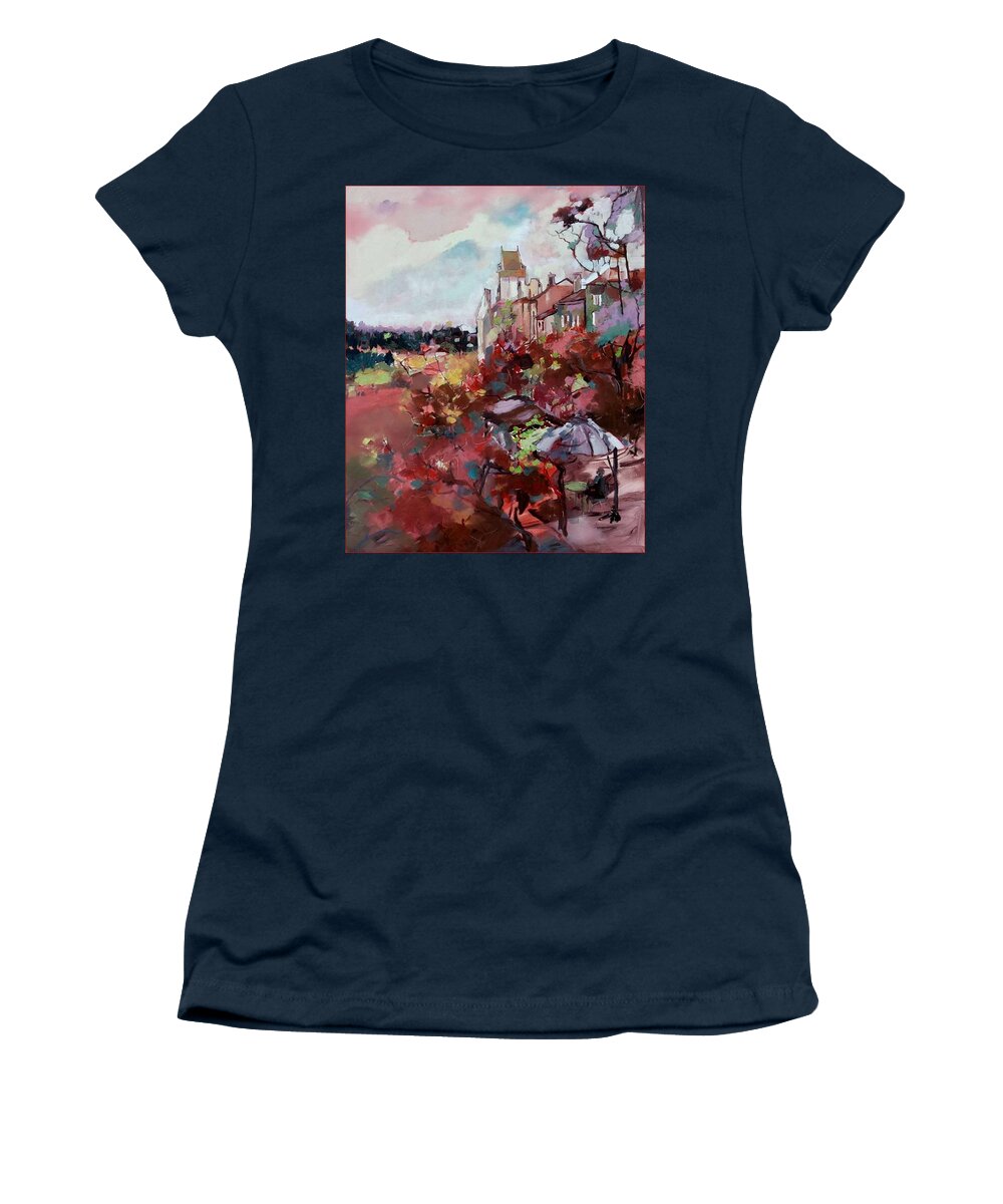  Women's T-Shirt featuring the painting Chauvigny 2017 by Kim PARDON