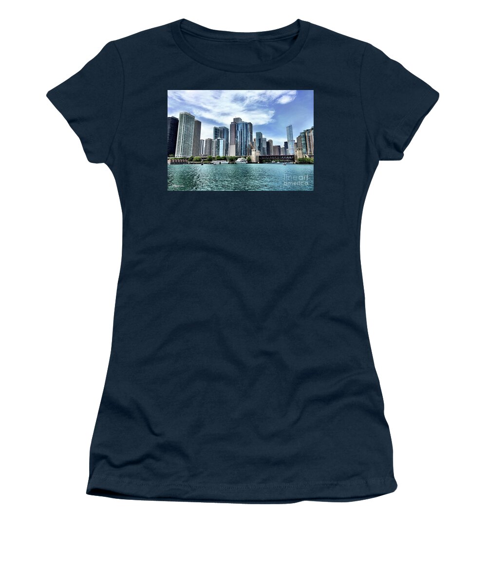 Chicago Women's T-Shirt featuring the photograph Chicago River Skyline by Veronica Batterson
