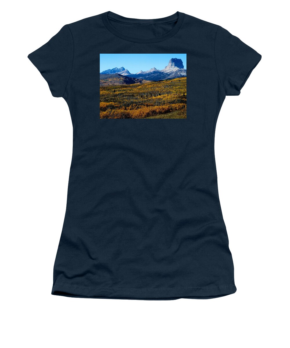 Fall Women's T-Shirt featuring the photograph Chief Mountain in the Fall by Tracey Vivar