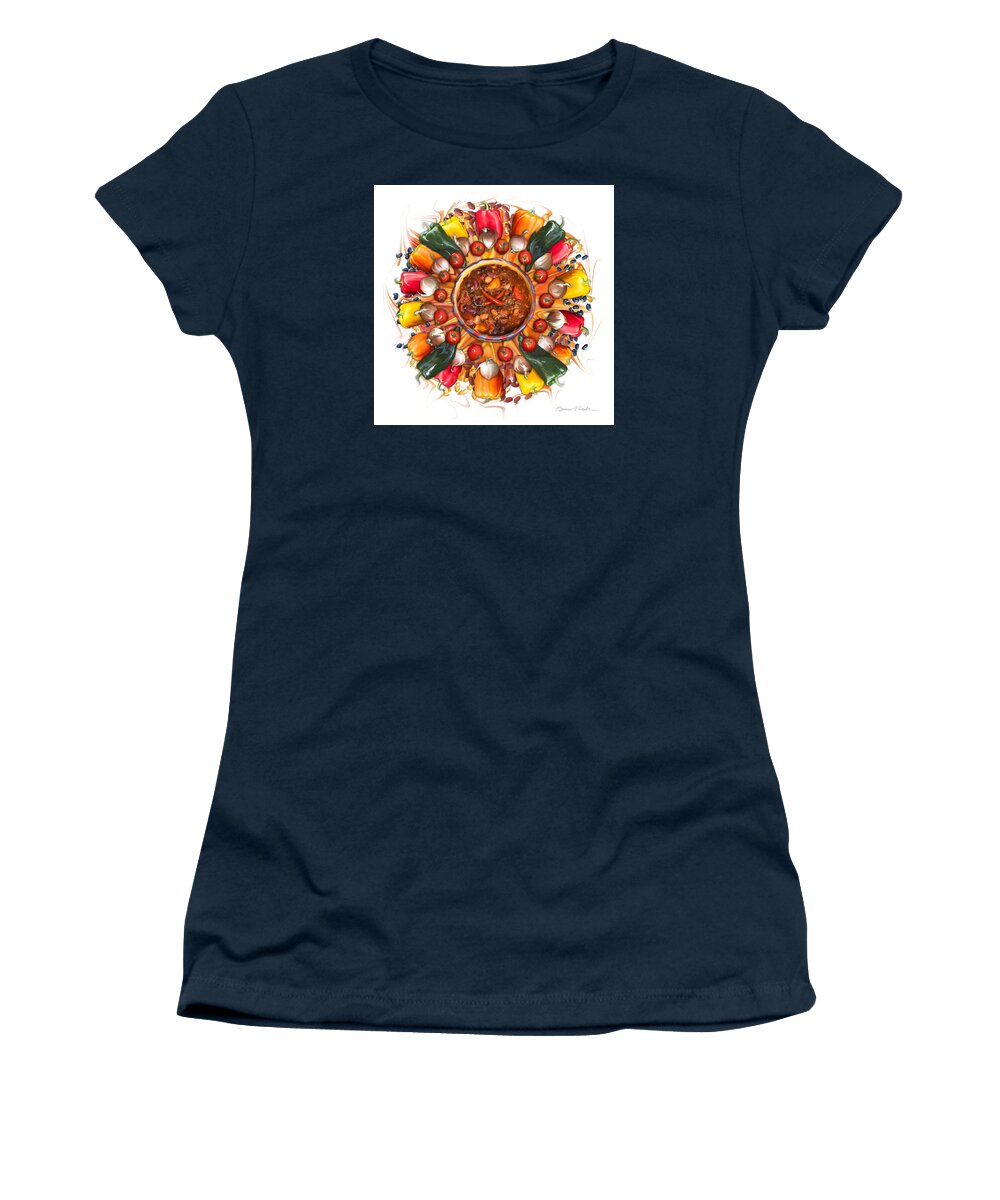 Culinary Mandala Women's T-Shirt featuring the photograph Chili by Bruce Frank