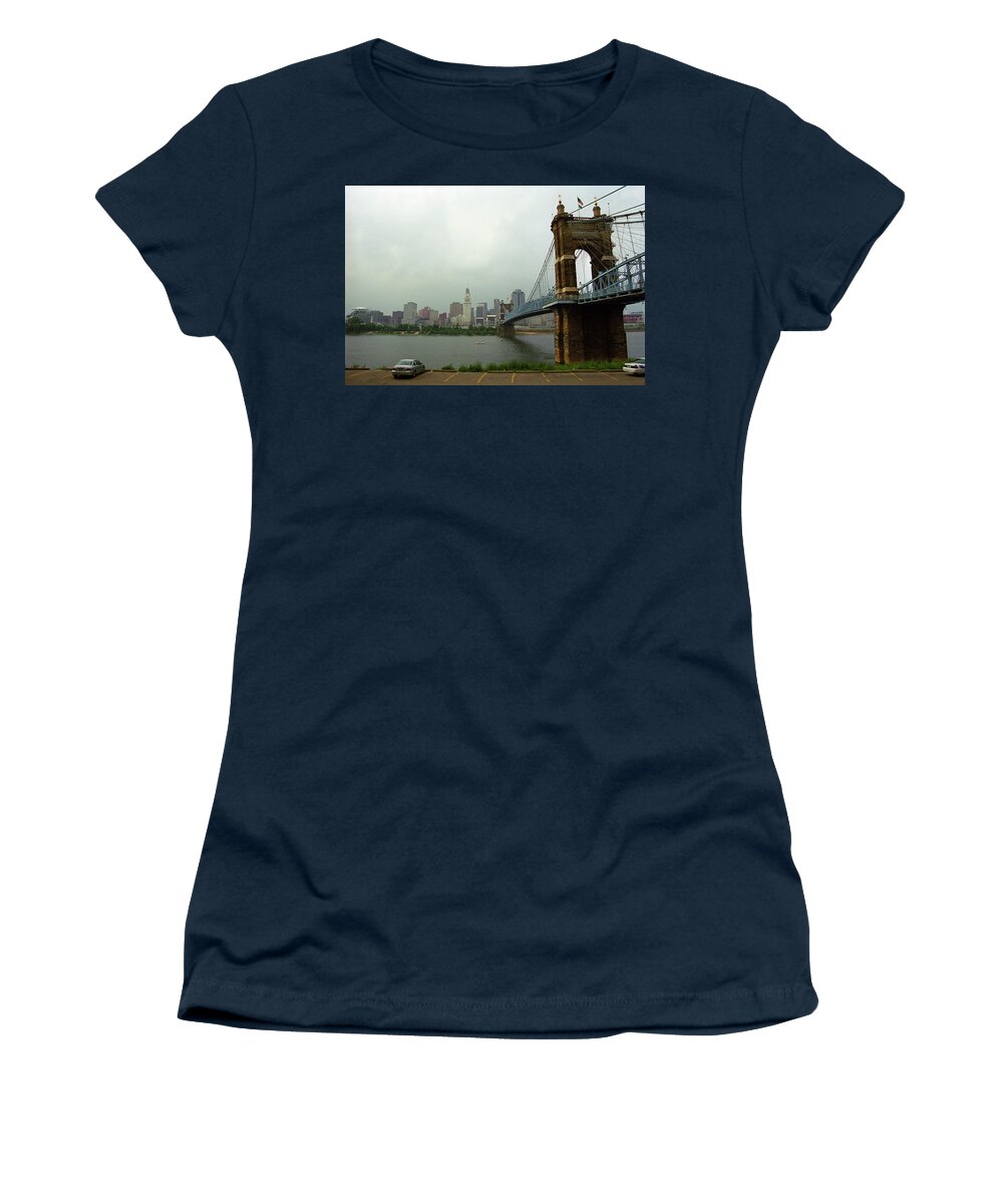 Arches Women's T-Shirt featuring the photograph Cincinnati - Roebling Bridge 6 by Frank Romeo