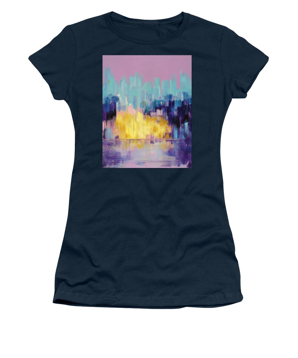 Abstract Women's T-Shirt featuring the mixed media City By The Bay by Wayne Cantrell