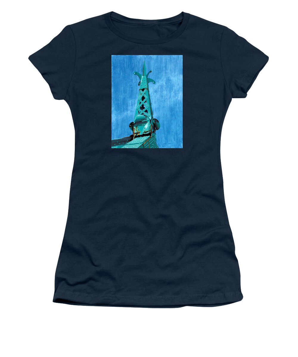 City Island Women's T-Shirt featuring the painting City Island Bridge Spire by Marguerite Chadwick-Juner