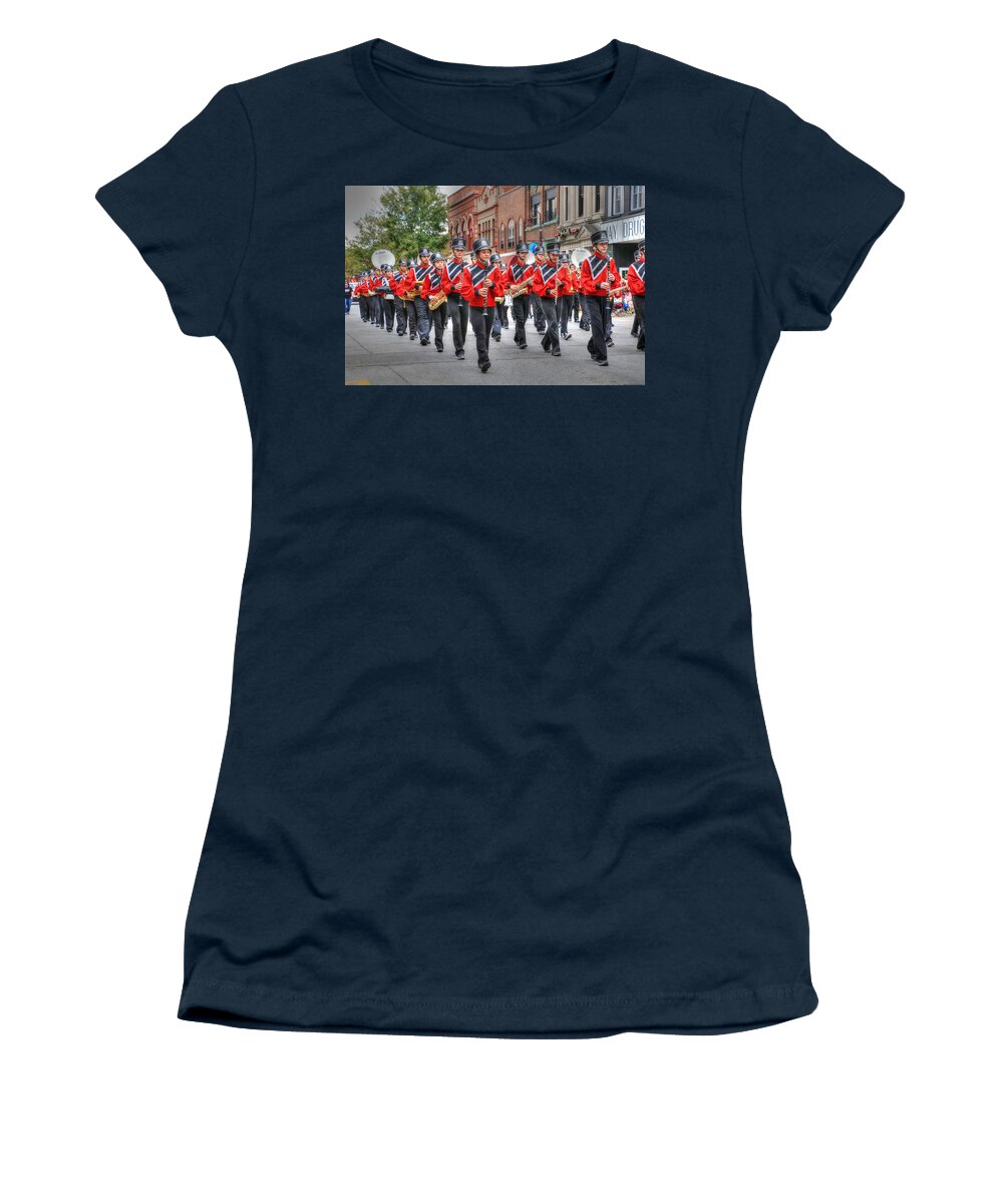Clarinda Women's T-Shirt featuring the photograph Clarinda Iowa Marching Band by J Laughlin