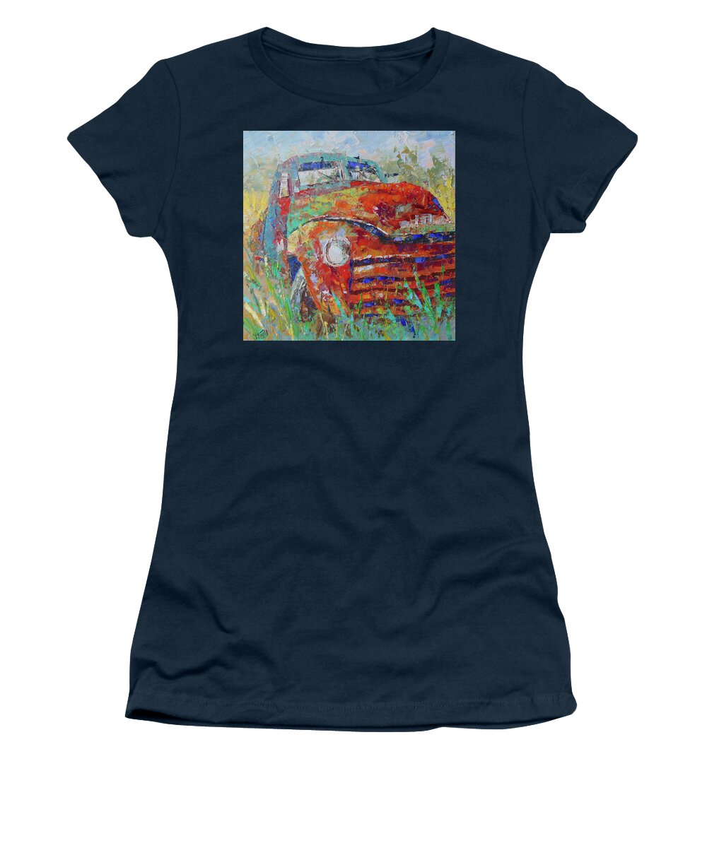 Impressionist Women's T-Shirt featuring the painting Classic Car by Frederic Payet