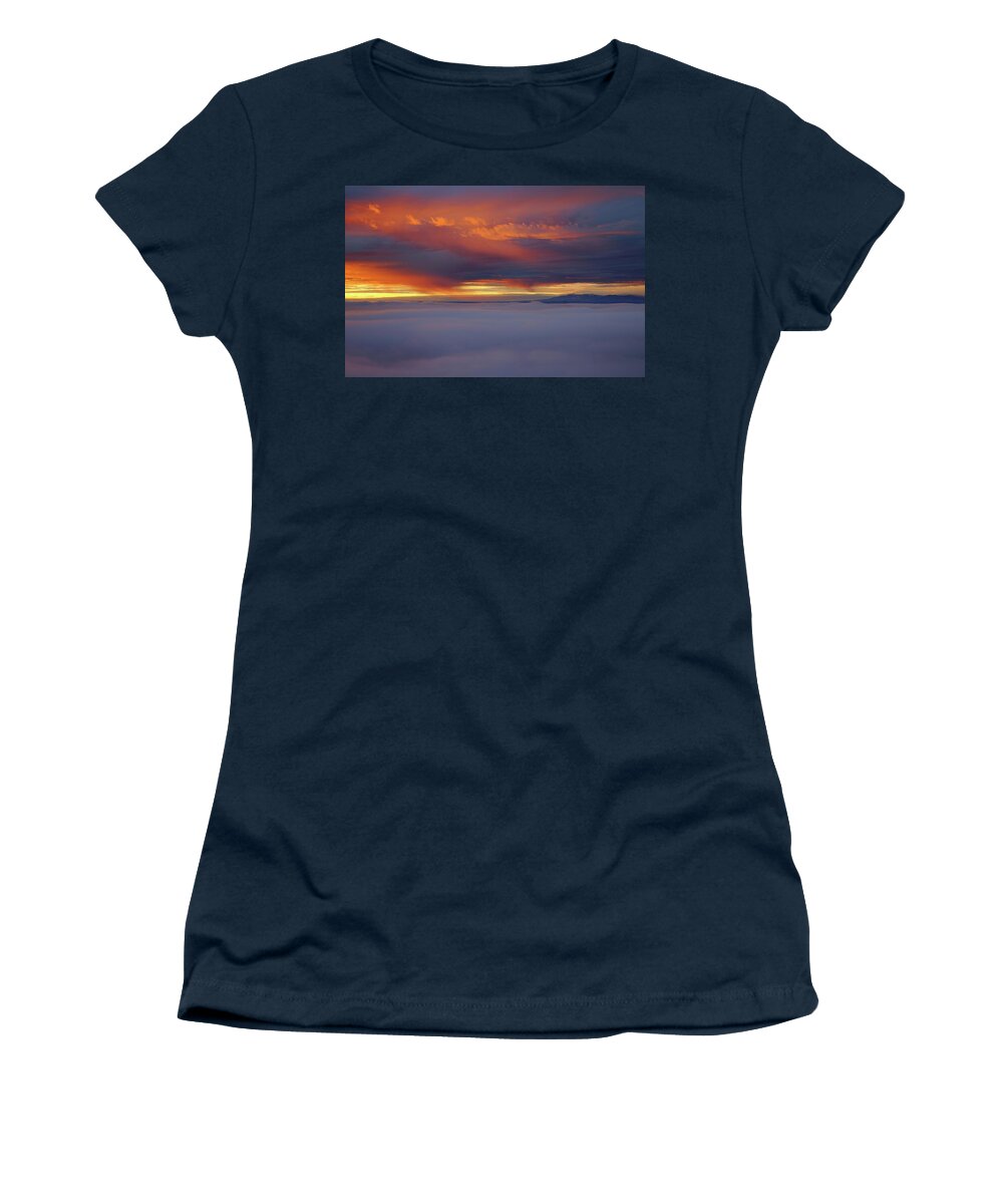 Sunrise Women's T-Shirt featuring the photograph Cloud layer sunrise at Dead Horse Point State Park by Jetson Nguyen
