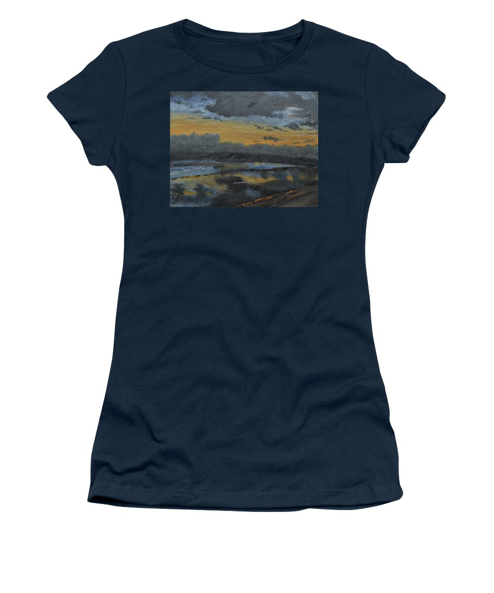 Clouds At Sunrise Women's T-Shirt featuring the painting Clouds at Sunrise by Warren Thompson