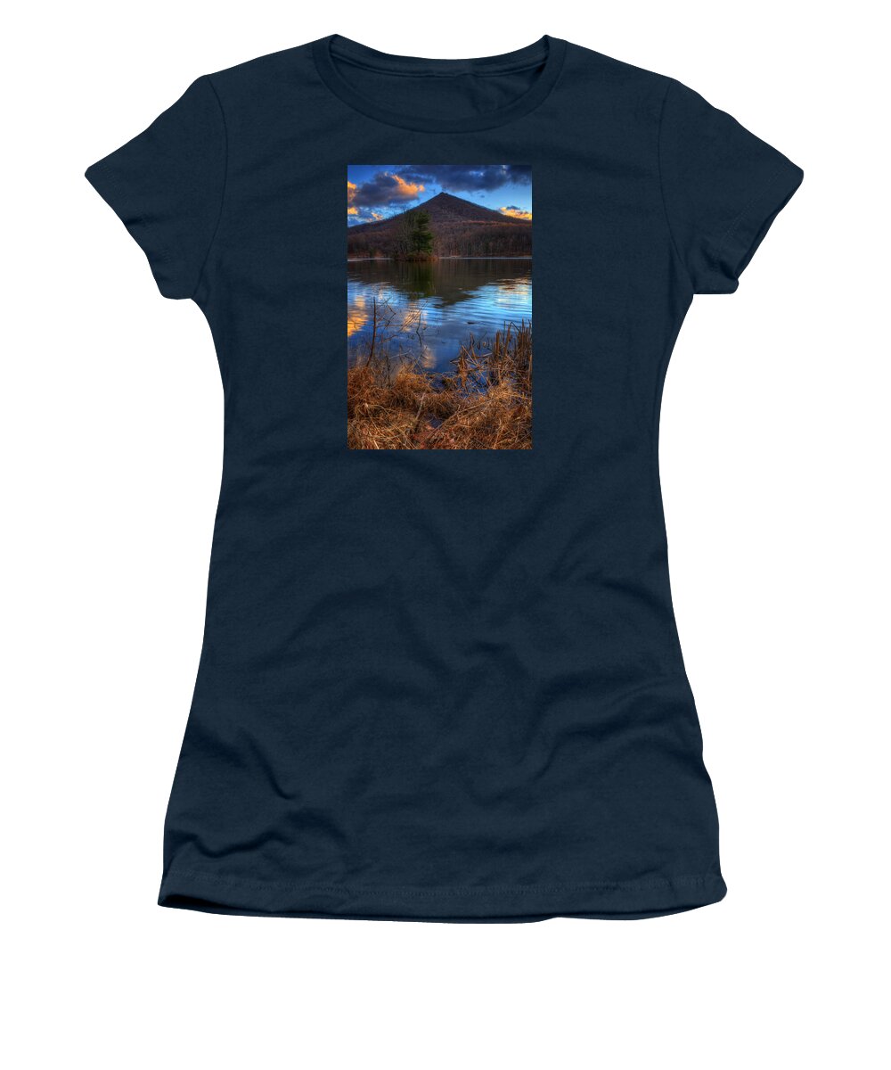 Peaks Of Otter Women's T-Shirt featuring the photograph Clouds on Abbott Lake by Steve Hurt