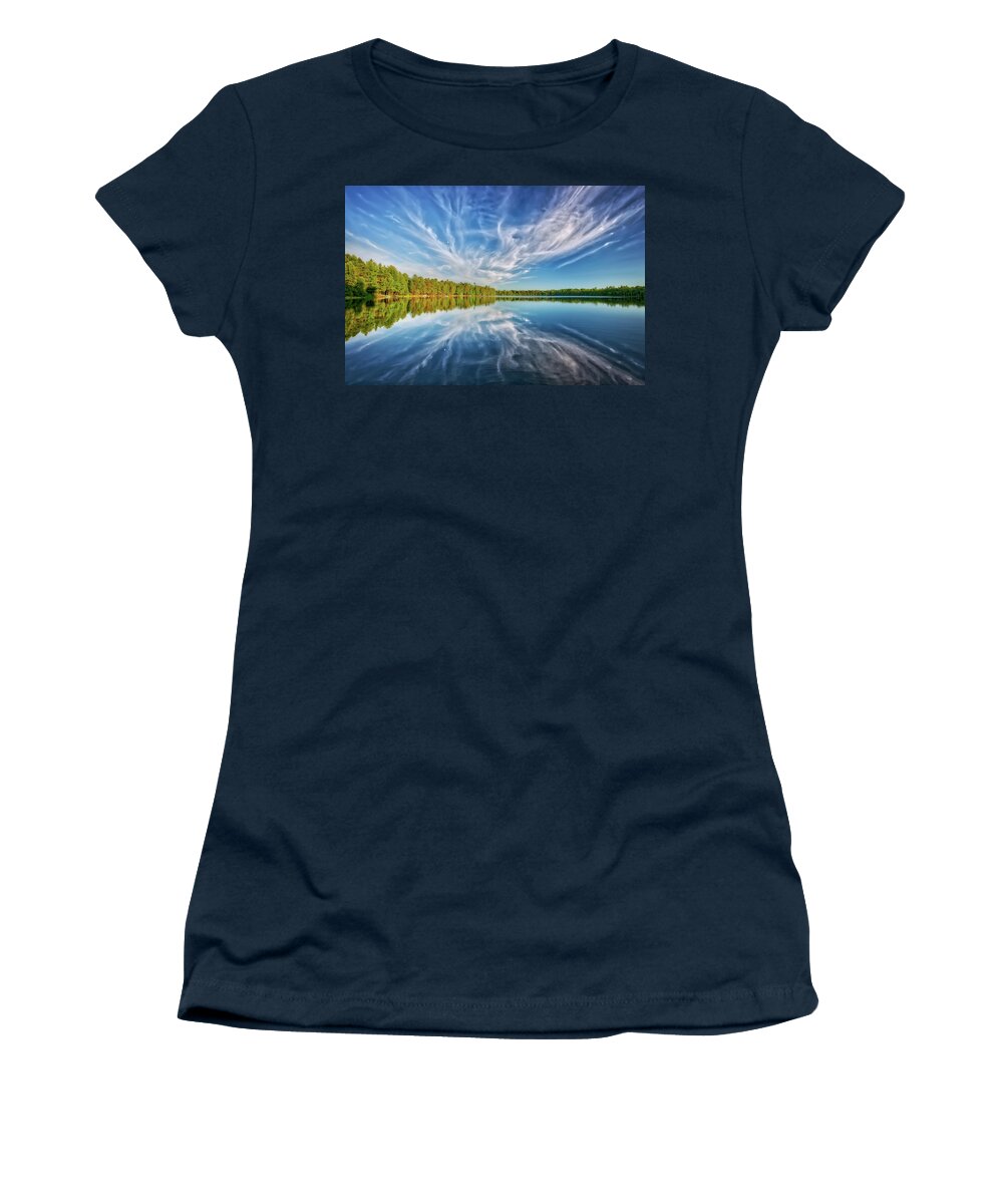 Jennifer Rondinelli Reilly Women's T-Shirt featuring the photograph Clouds Reflecting in Paradise Lake - Eagle River - Wisconsin by Jennifer Rondinelli Reilly - Fine Art Photography
