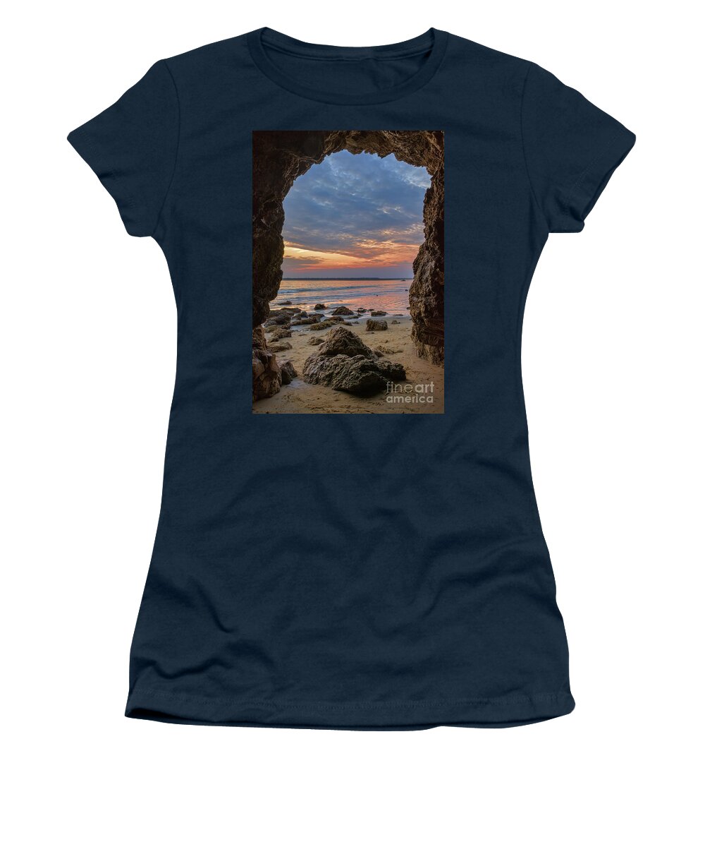 Cloudy Women's T-Shirt featuring the photograph Cloudy Sunset at Low Tide by Eddie Yerkish