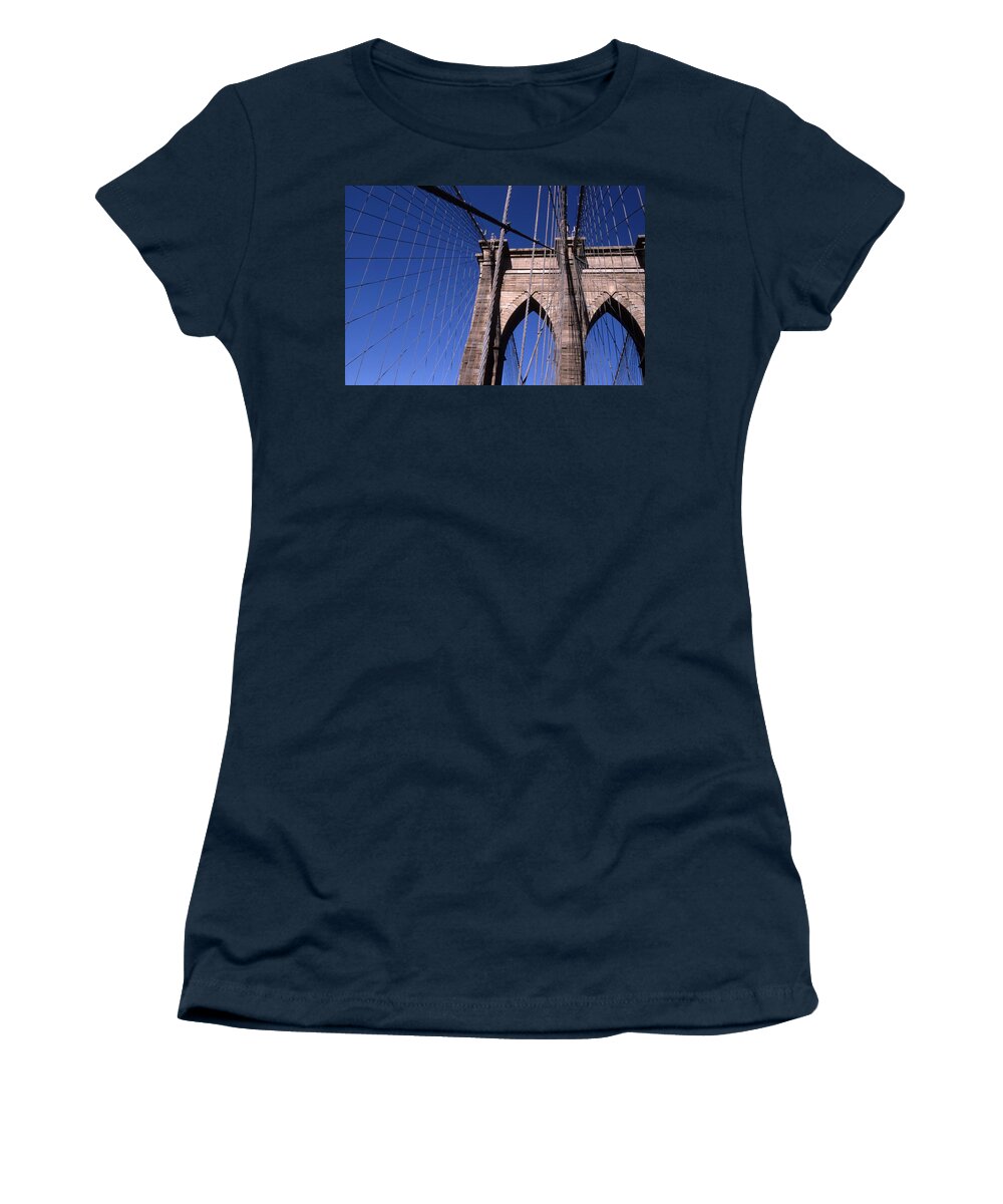 Landscape Brooklyn Bridge New York City Women's T-Shirt featuring the photograph Cnrg0406 by Henry Butz
