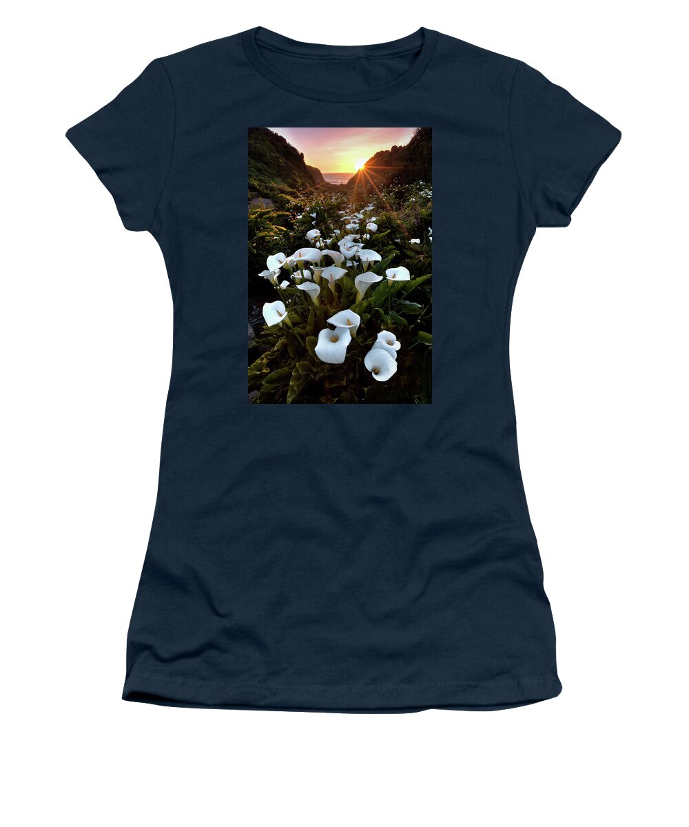 Big Sur Women's T-Shirt featuring the photograph Coastal Calla Lilies by Ryan Smith