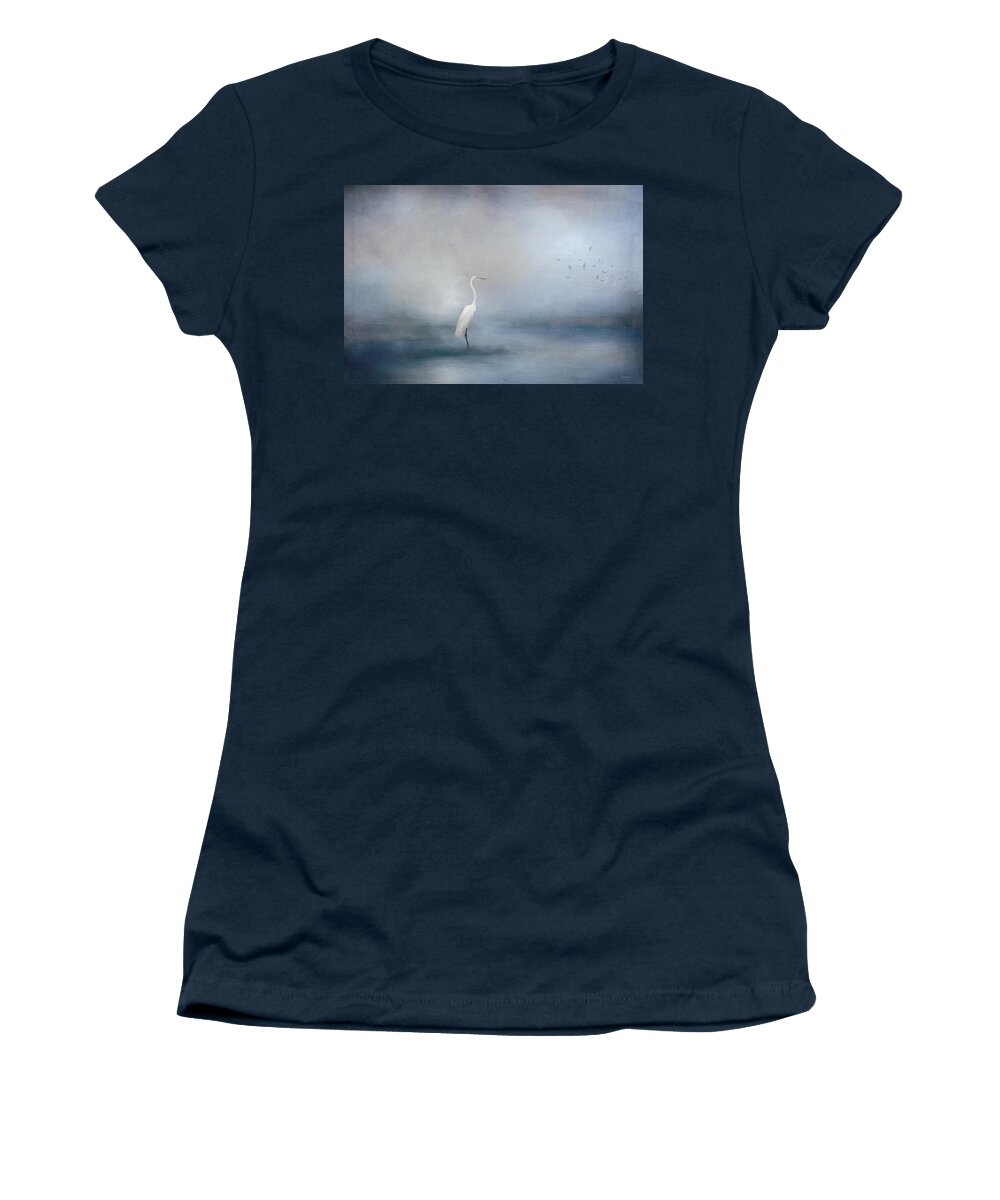 Egret Women's T-Shirt featuring the digital art Coastal Egret by Teresa Wilson