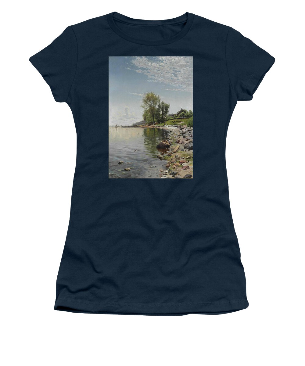 19th Century Art Women's T-Shirt featuring the painting Coastal View by Peder Monsted