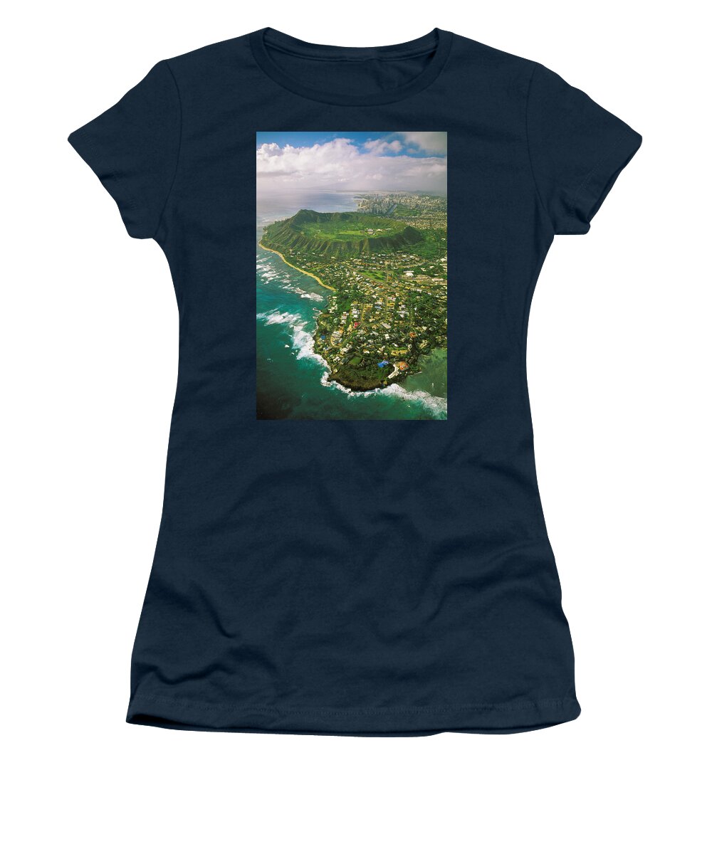 Above Women's T-Shirt featuring the photograph Coastline And Diamond Head by Tomas del Amo - Printscapes