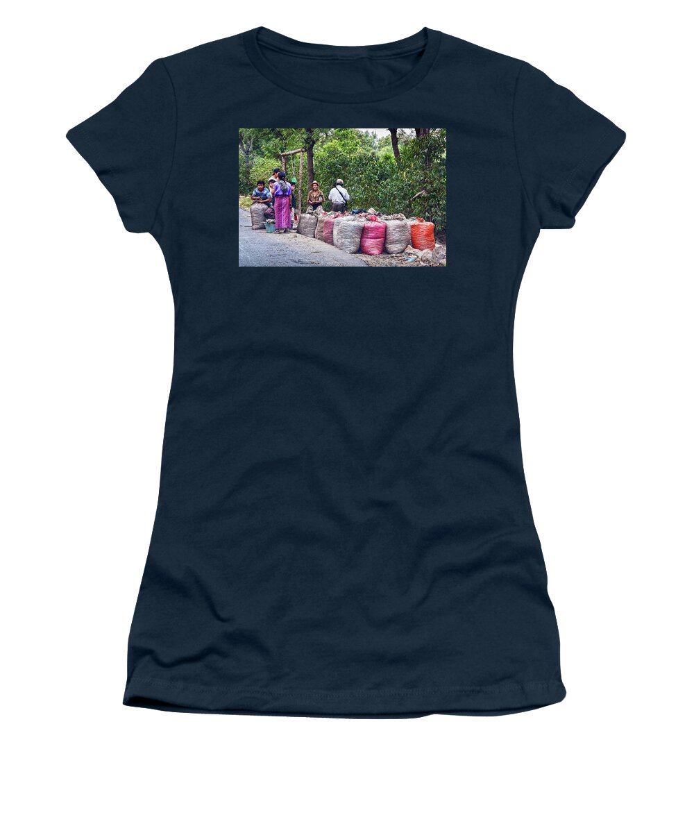 Coffee Women's T-Shirt featuring the photograph Coffee pickers in Guatemala by Tatiana Travelways
