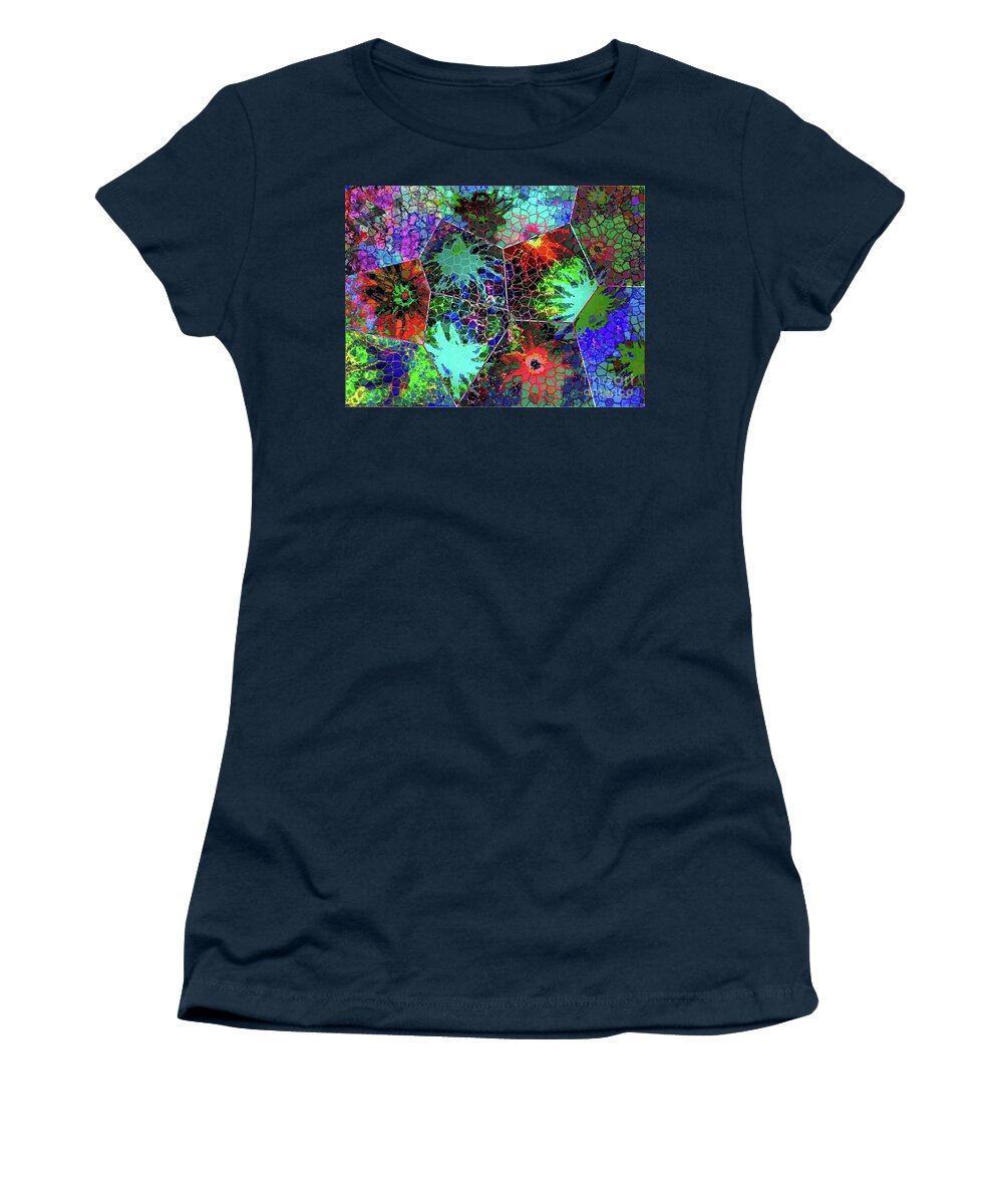 Ocean Women's T-Shirt featuring the painting Collage of Abstract Ocean Life by Hazel Holland