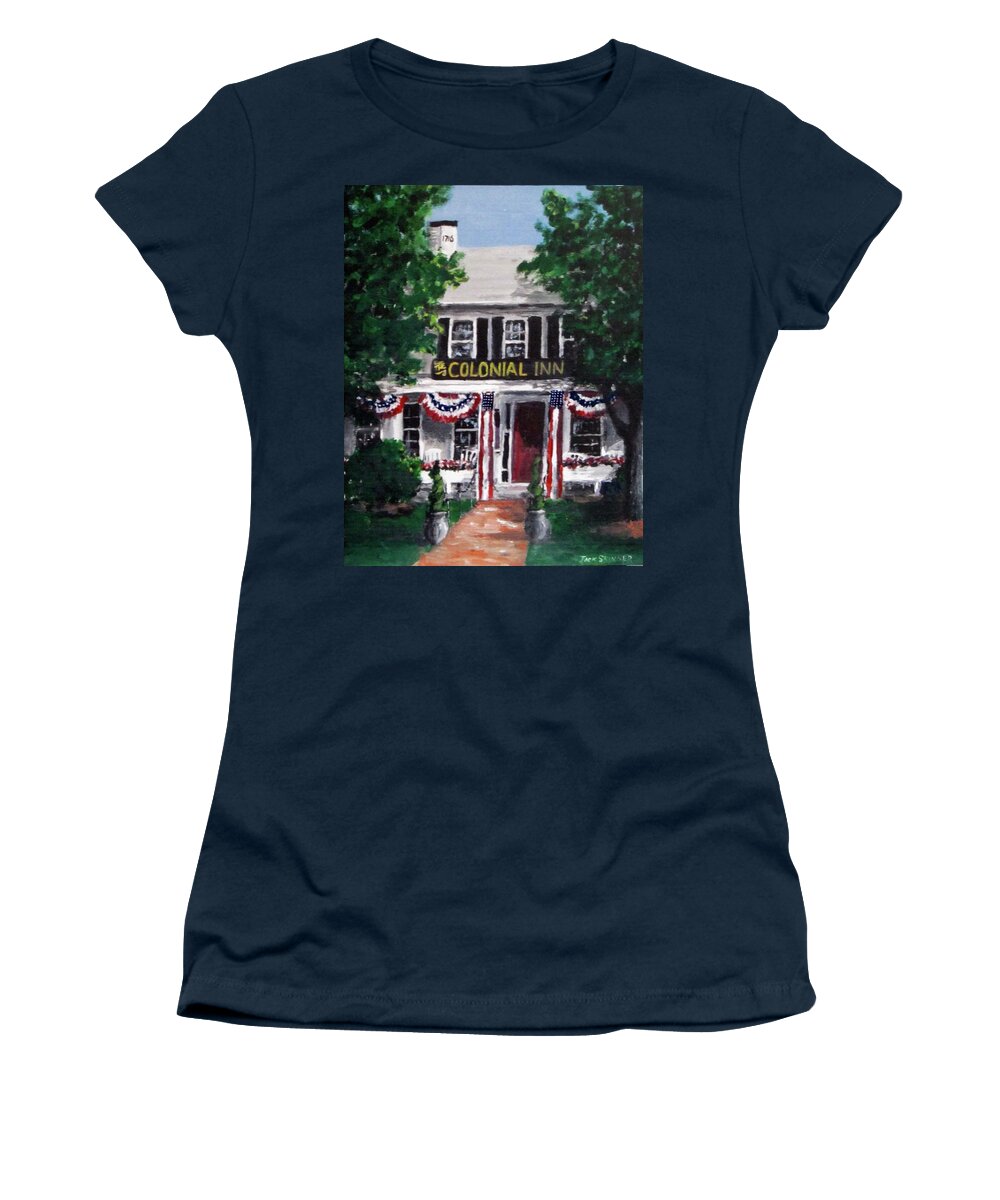 Colonial Inn Women's T-Shirt featuring the painting Colonial Inn by Jack Skinner