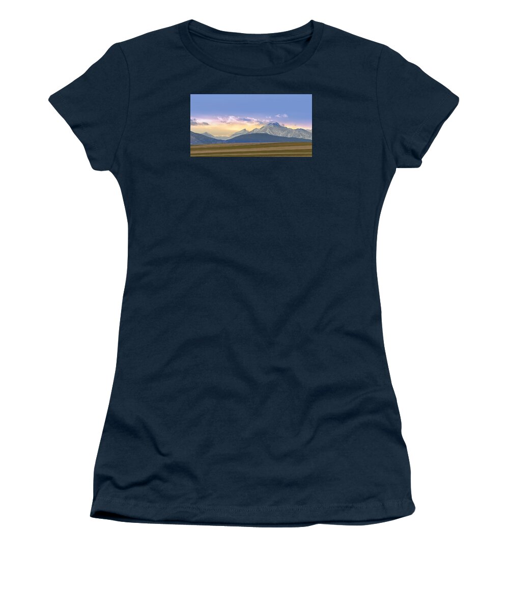 Twin Peaks Women's T-Shirt featuring the photograph Colorado Agriculture Plains Sunset Diptych PT 1 by James BO Insogna