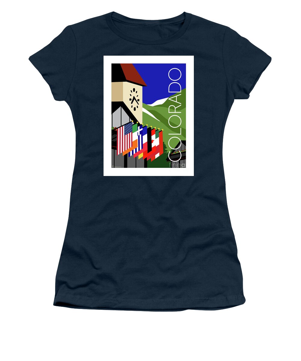 Vail Clocktower Women's T-Shirt featuring the digital art COLORADO Vail Clocktower by Sam Brennan