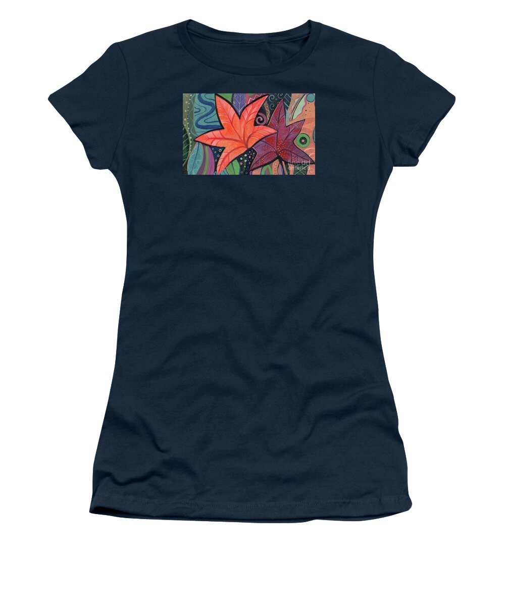 Leaves Women's T-Shirt featuring the painting Colorful Fall by Helena Tiainen