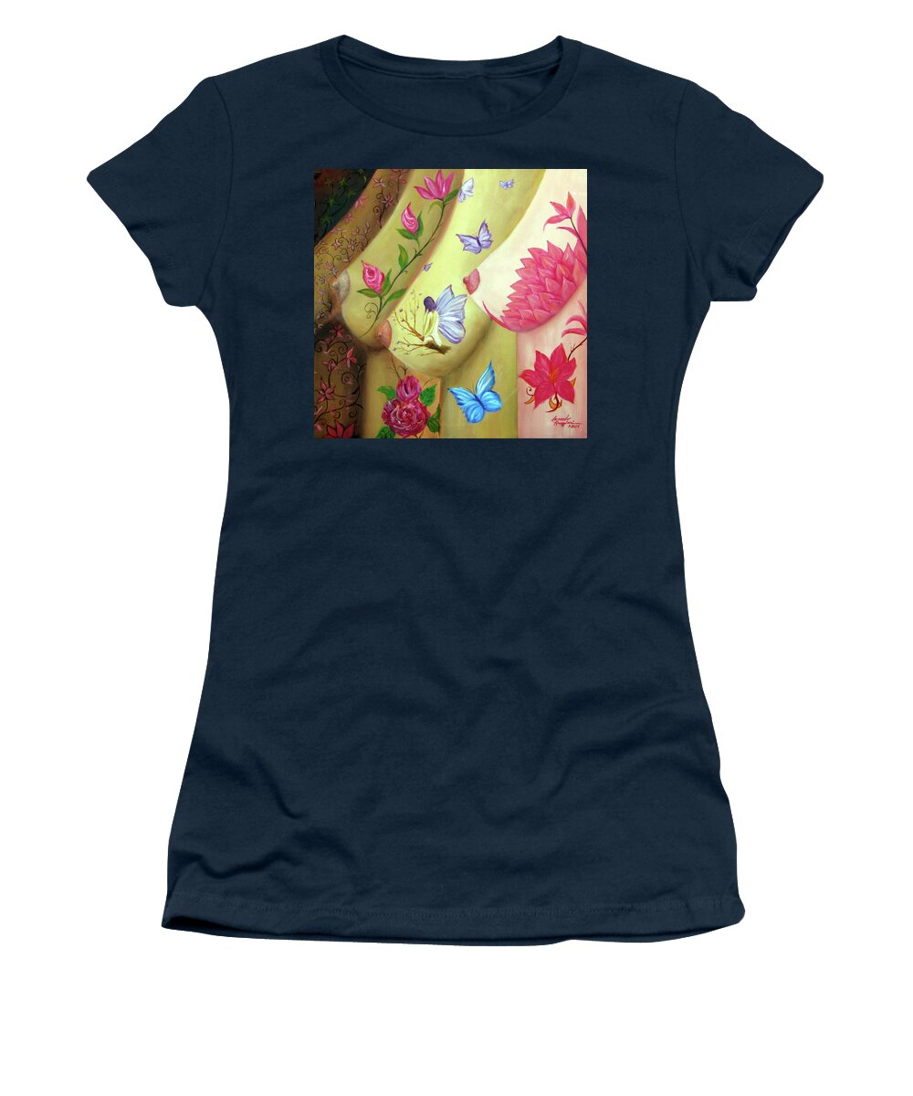 Colorful Breasts Women's T-Shirt featuring the painting Colorful Palette by Leonardo Ruggieri