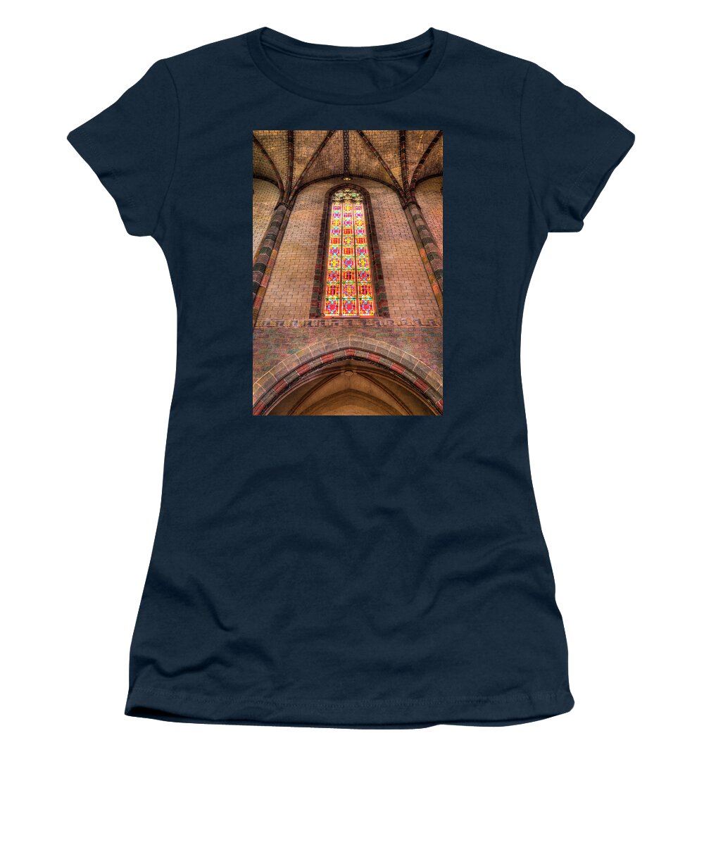 Arches Women's T-Shirt featuring the photograph Coloured glass in the Church of the Jacobins in Toulouse by Semmick Photo
