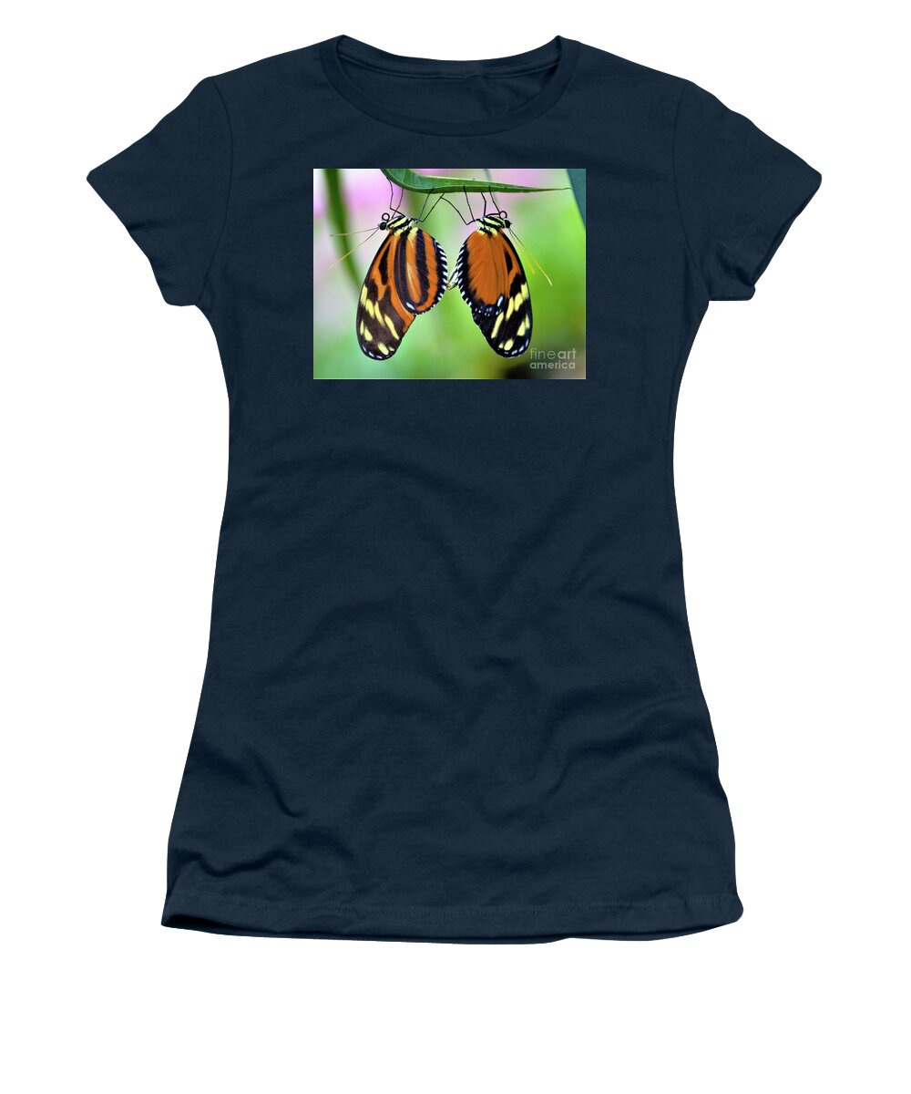 Mimic Tigerwing Butterfly Women's T-Shirt featuring the photograph Come Together by Kathy Kelly