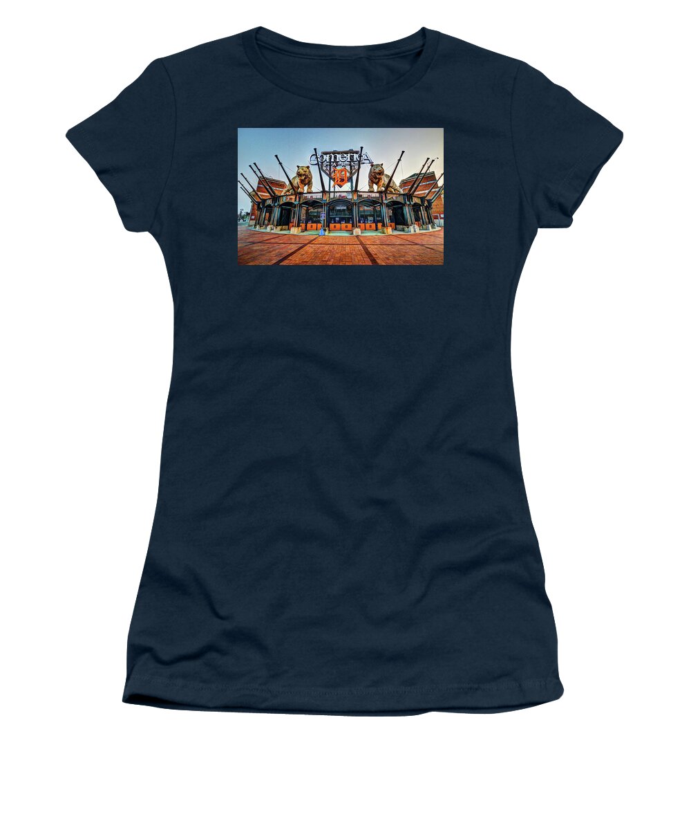 Detroit Women's T-Shirt featuring the digital art Comerica Park DSC_0590 by Michael Thomas