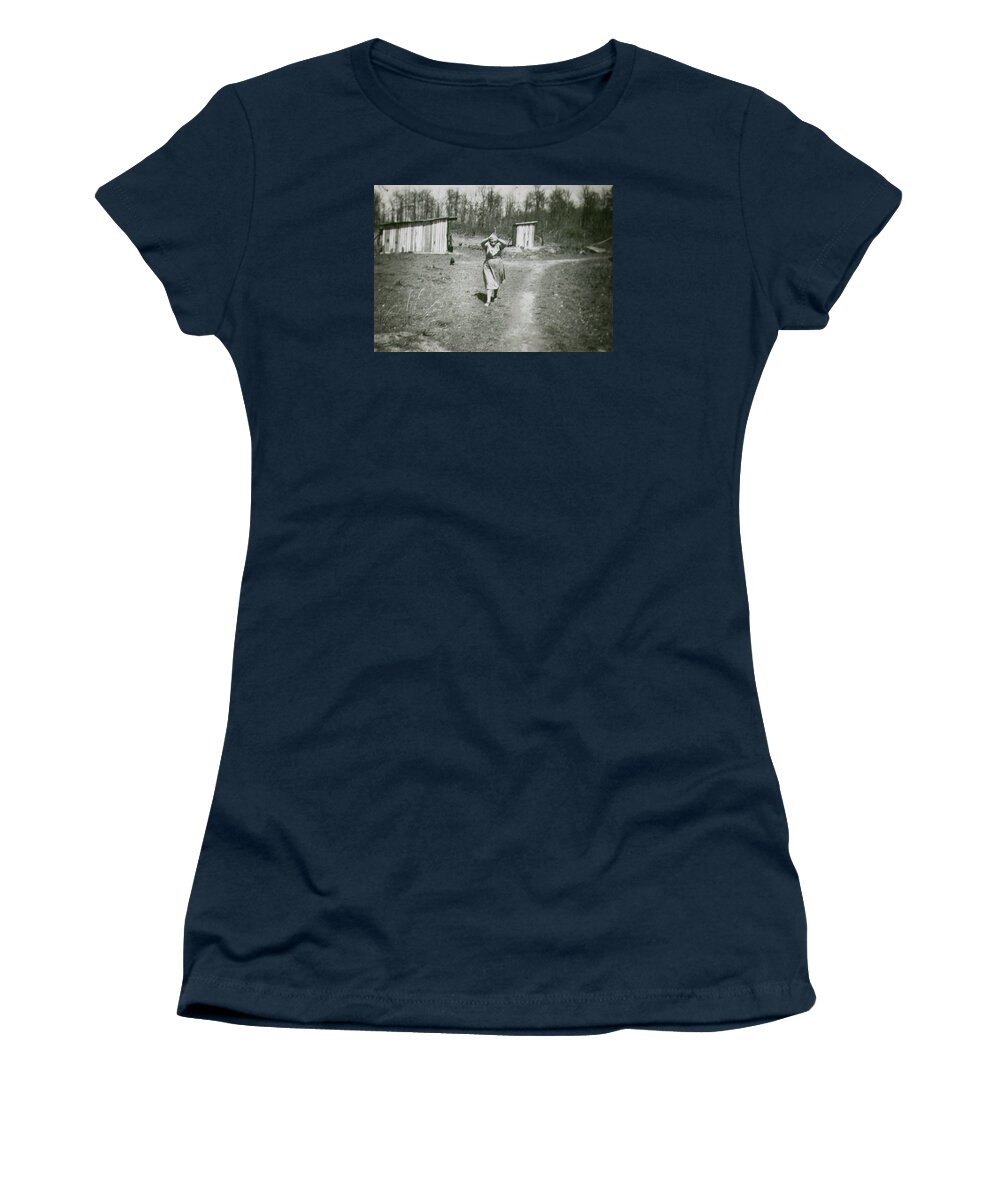 Old Photo Women's T-Shirt featuring the photograph Coming from the Outhouse by Harold Stinnette