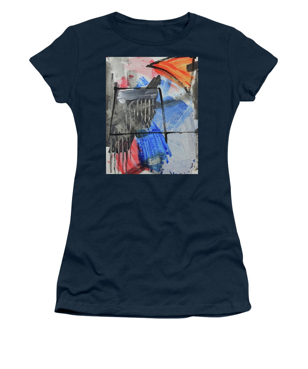 Abstract Women's T-Shirt featuring the painting Composition 20188B by Walter Fahmy