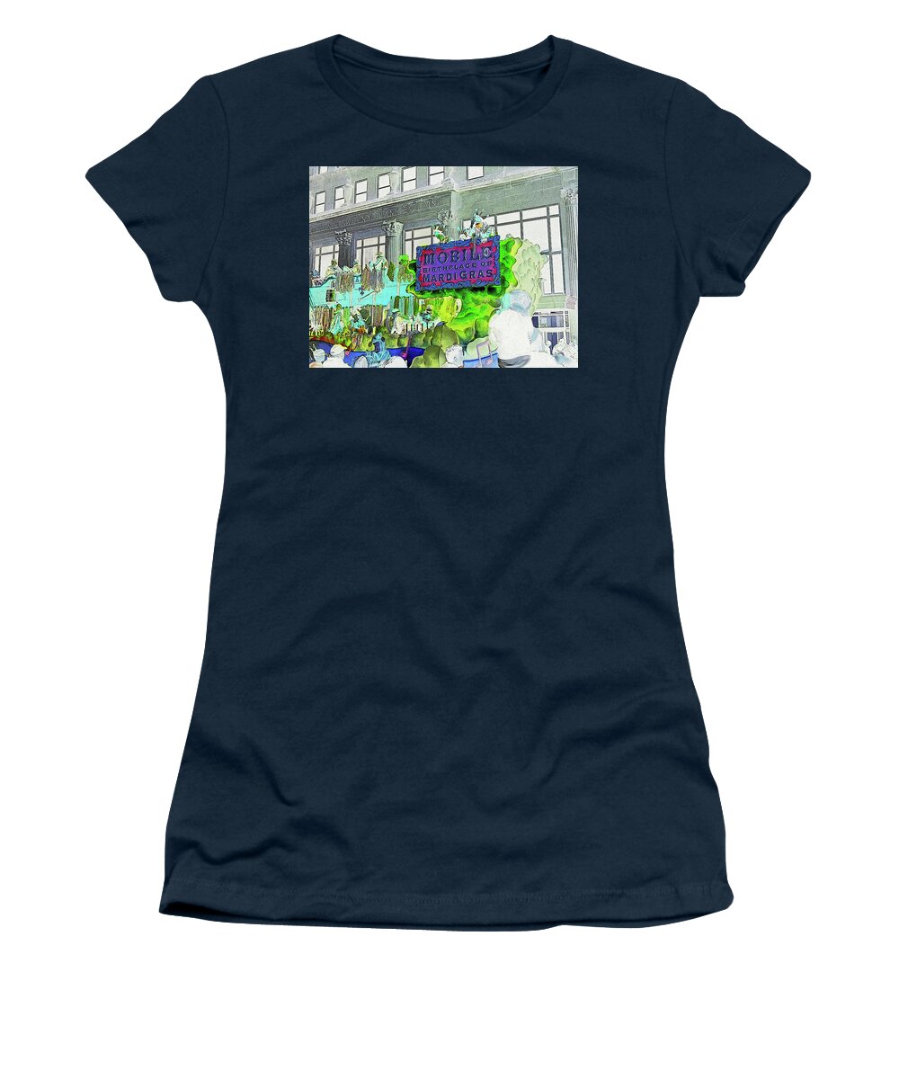 Photography Women's T-Shirt featuring the digital art Conde Cavaliers Float - Mobile Birthplace of Mardi Gras - Color Invert by Marian Bell