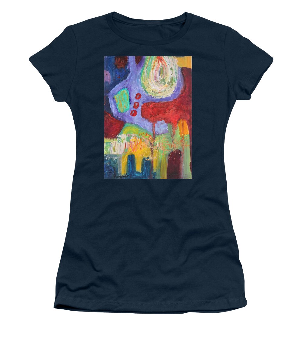 Abstract Art Women's T-Shirt featuring the painting Contoured Elements by Donna Ceraulo