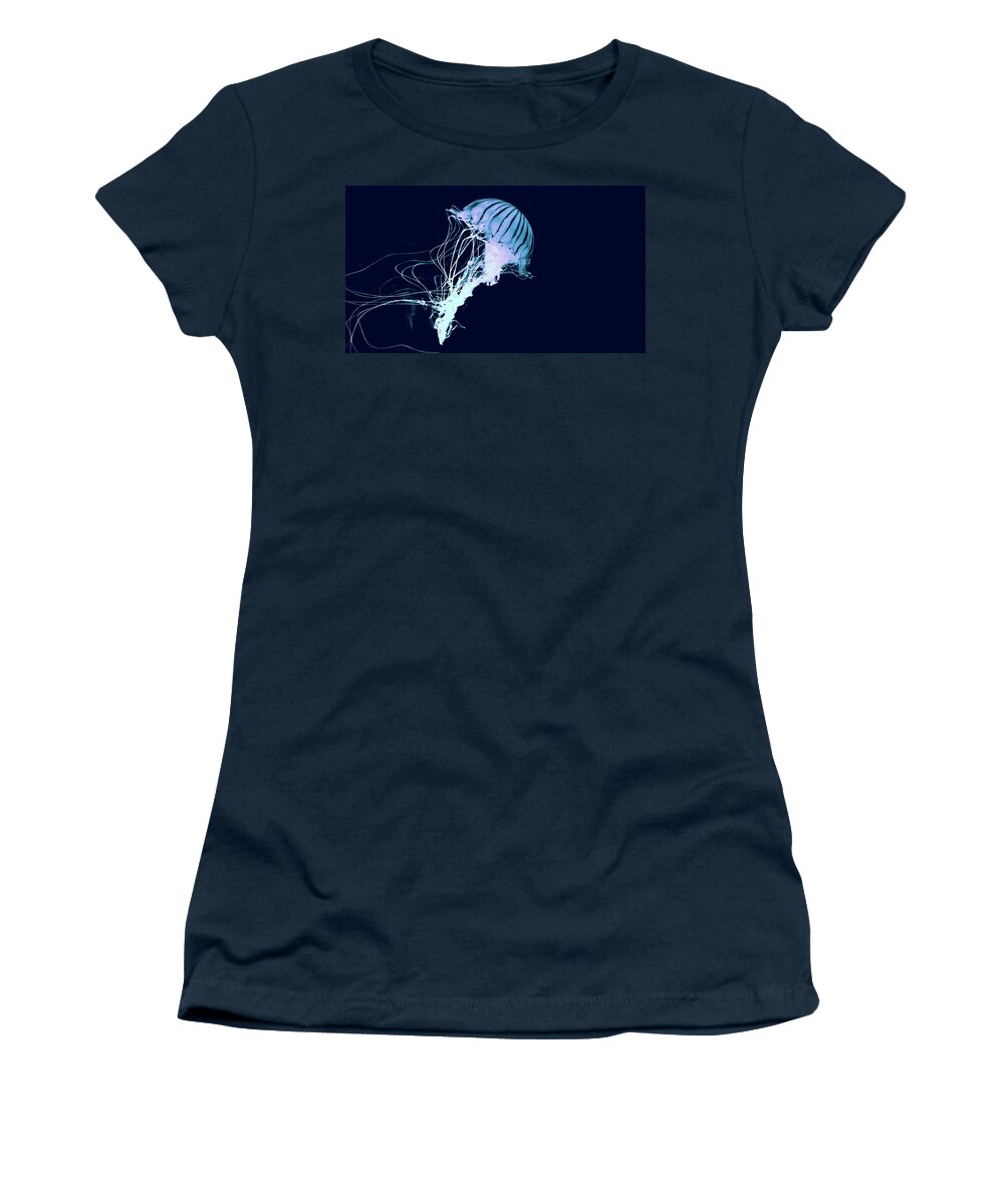 Jellyfish Women's T-Shirt featuring the photograph Cool Jellyfish In The Ocean by Wall Art Prints