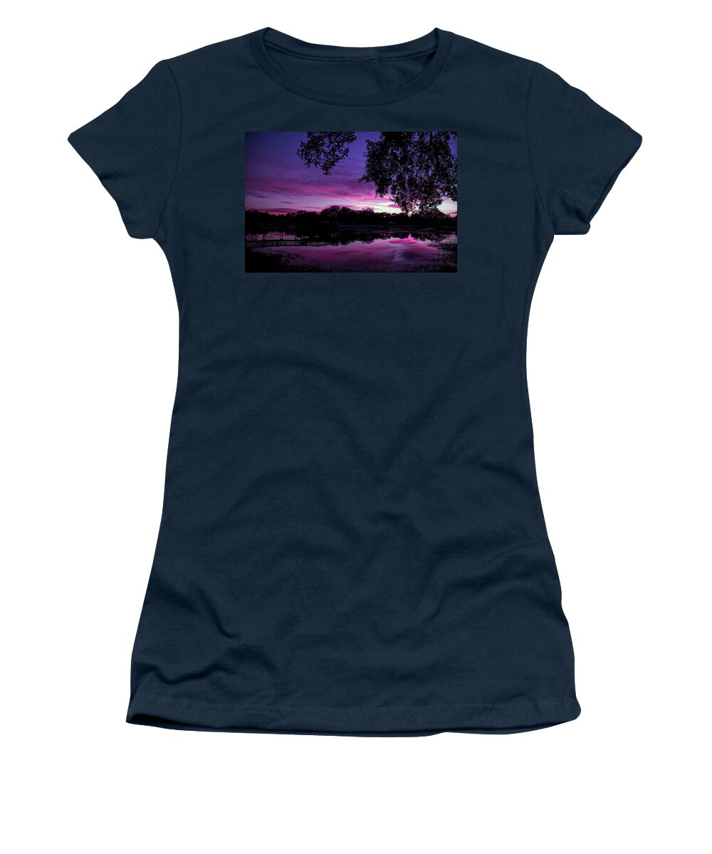 Sunset Women's T-Shirt featuring the photograph Cool Sunset Serenity Sunset by Aimee L Maher ALM GALLERY