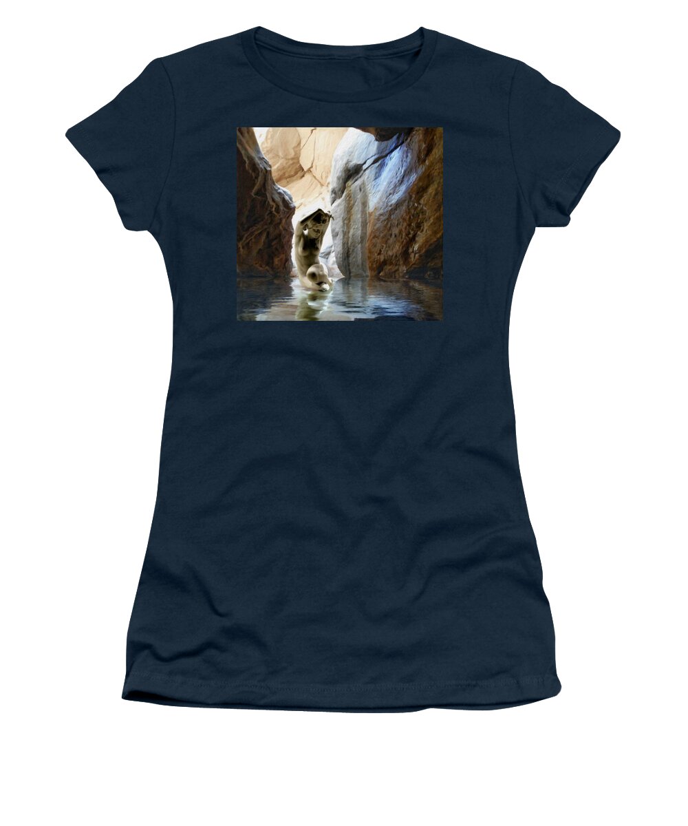 Woman Women's T-Shirt featuring the mixed media Cooling Off by Snake Jagger