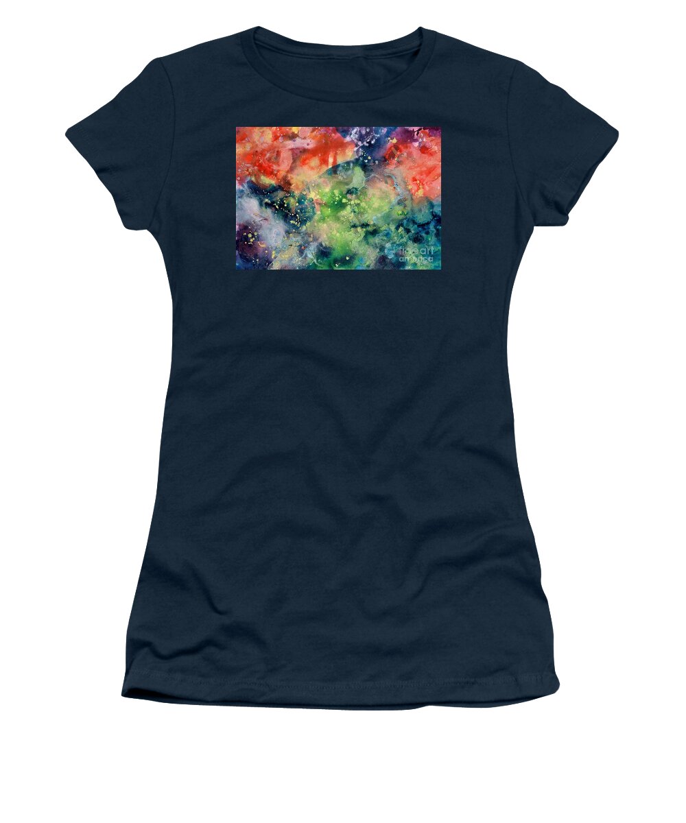 Abstract Women's T-Shirt featuring the painting Cosmic Clouds by Lucy Arnold