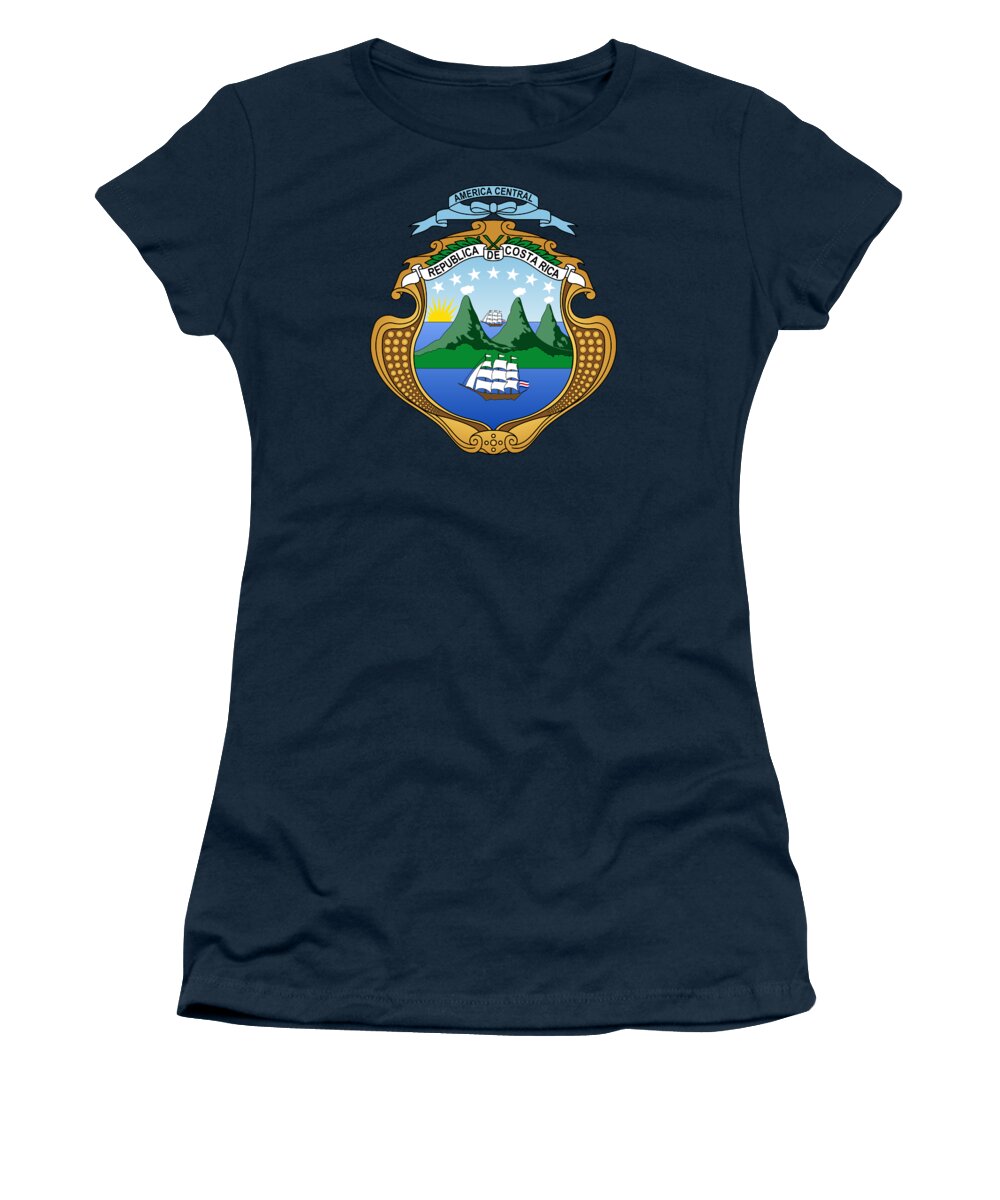 Costa Rica Women's T-Shirt featuring the drawing Costa Rica Coat of Arms by Movie Poster Prints