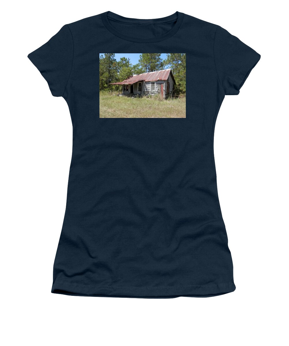 #dilapidated #country Home In Need Of #demolition Women's T-Shirt featuring the photograph Country Living Gone To The Dawgs by Belinda Lee
