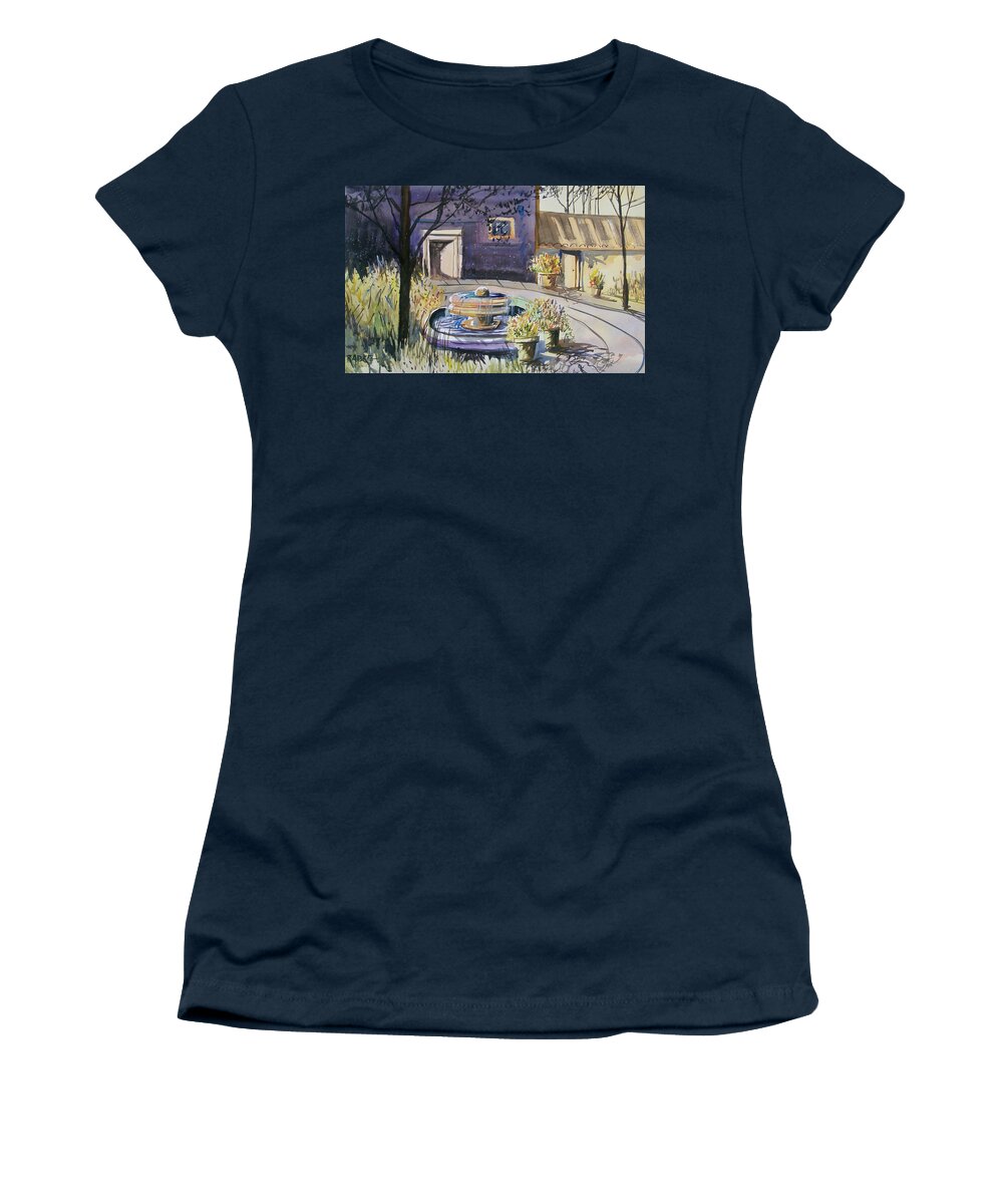 Watercolor Women's T-Shirt featuring the painting Courtyard in the Morning by Ryan Radke