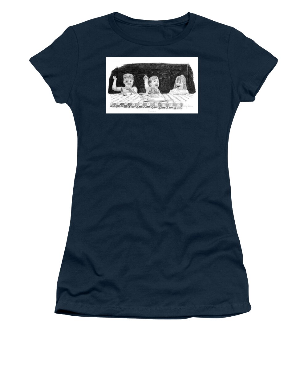 Pencil Women's T-Shirt featuring the drawing Cousins by Betsy Carlson Cross