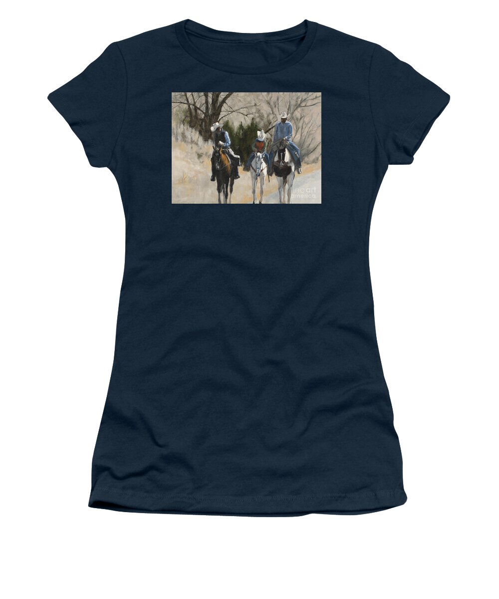 Cowboys Women's T-Shirt featuring the painting Cowboys by Tate Hamilton