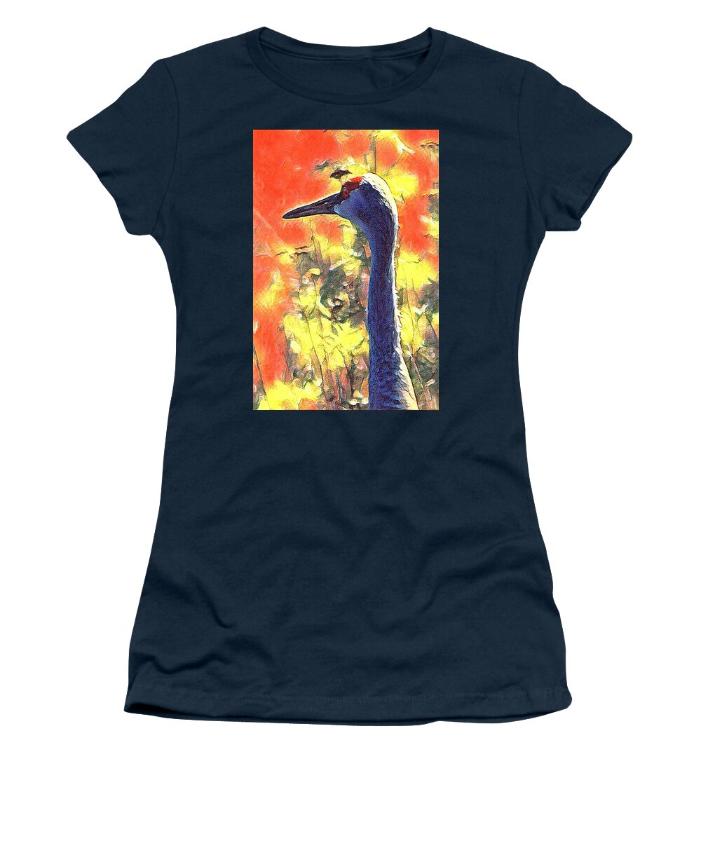  Women's T-Shirt featuring the photograph Crane View by Kimberly Woyak