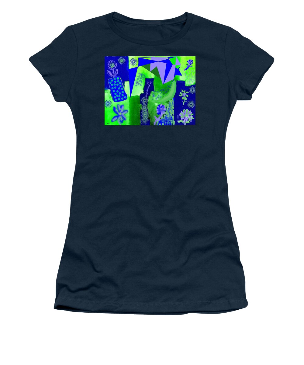 Painting Women's T-Shirt featuring the painting Crazy Flowerland by Marsha Heiken