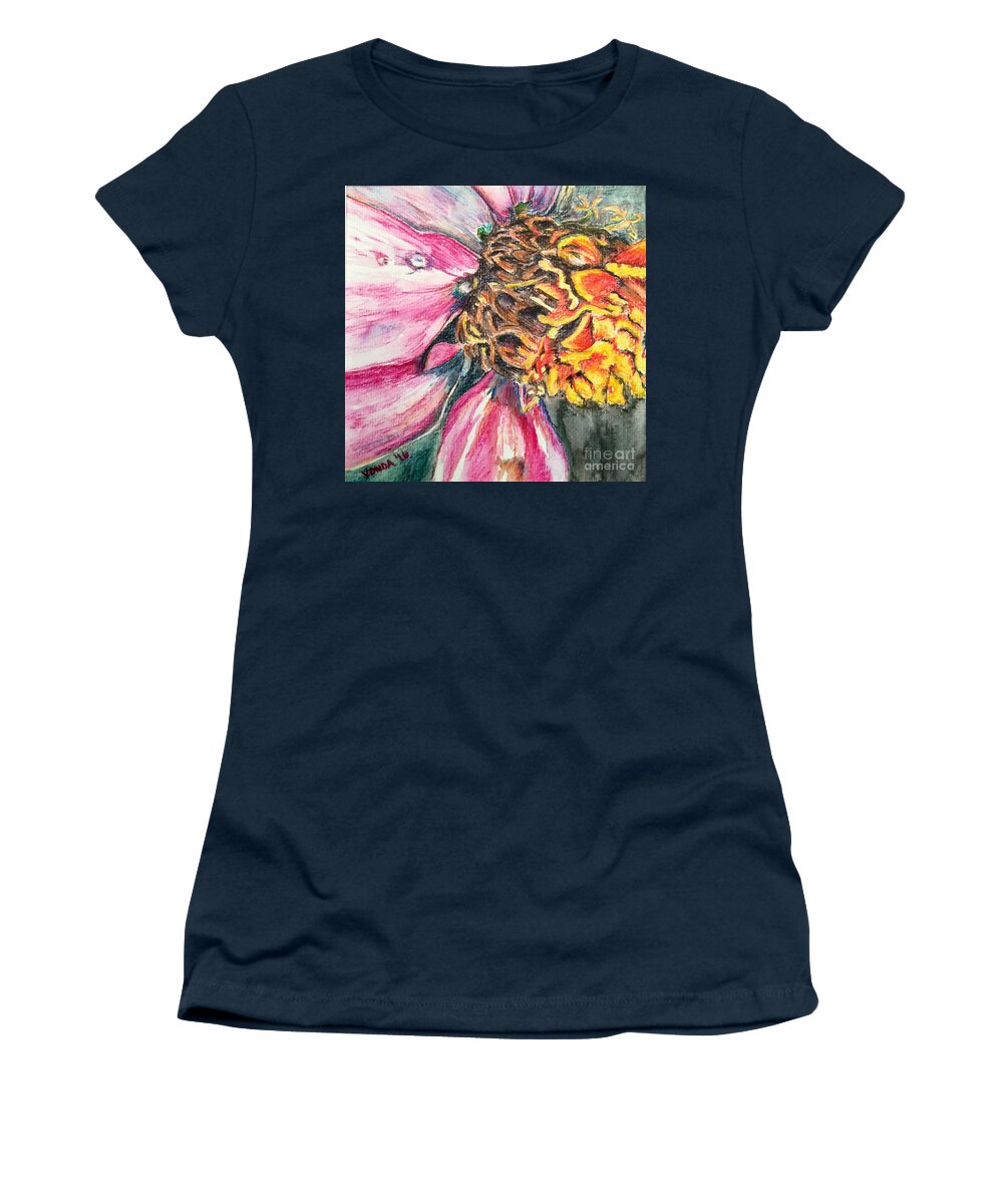 Macro Women's T-Shirt featuring the drawing Crazy Top by Vonda Lawson-Rosa